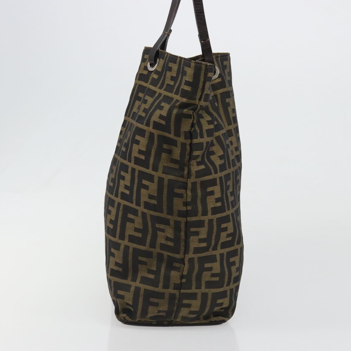 FENDI Zucca Canvas Hand Bag Black Black Auth 187306A