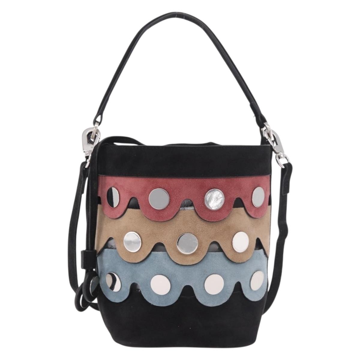 PIERRE HARDY Shoulder Bag Suede 2way Black Silver Auth 187310V