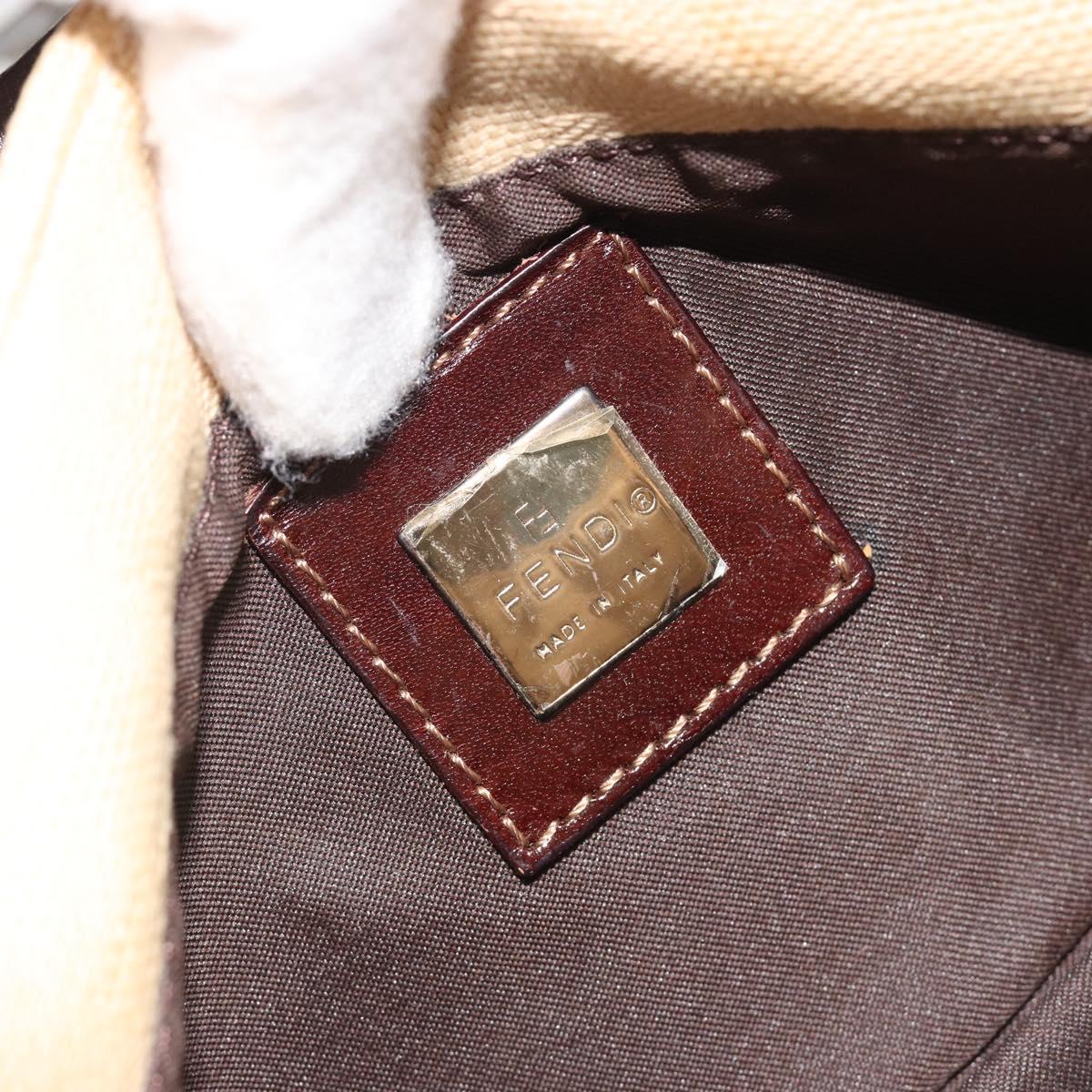 FENDI Zucca Canvas Mamma Baguette Shoulder Bag Beige Silver Auth 187318A