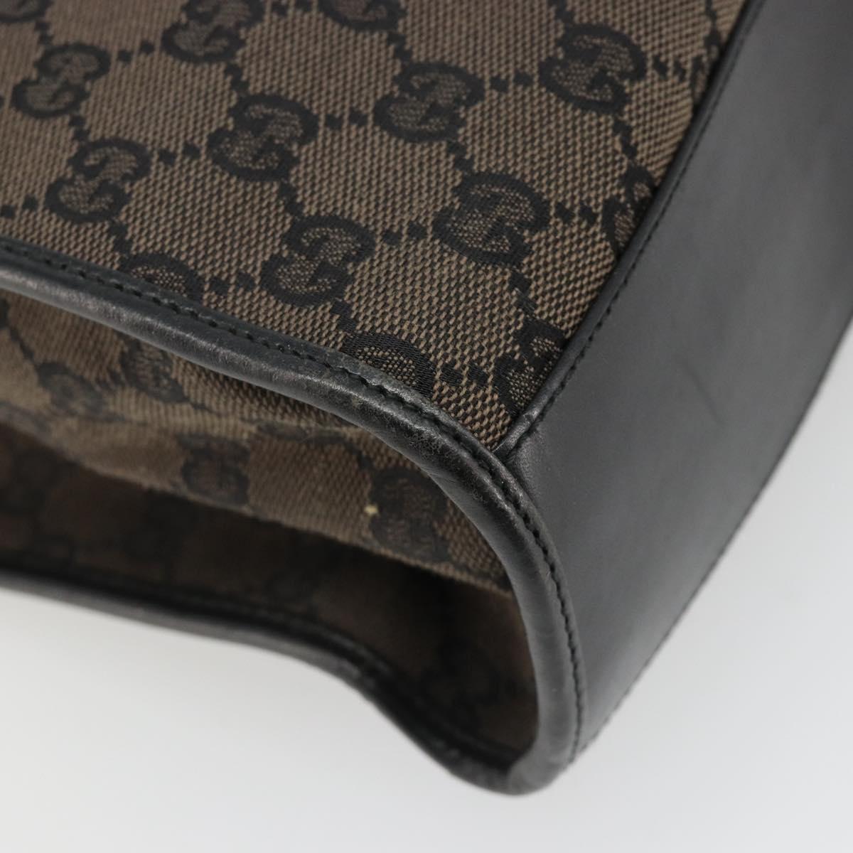 GUCCI GG Canvas Jackie Tote Bag Dark Brown Silver 002 1064 3444 Auth 187330
