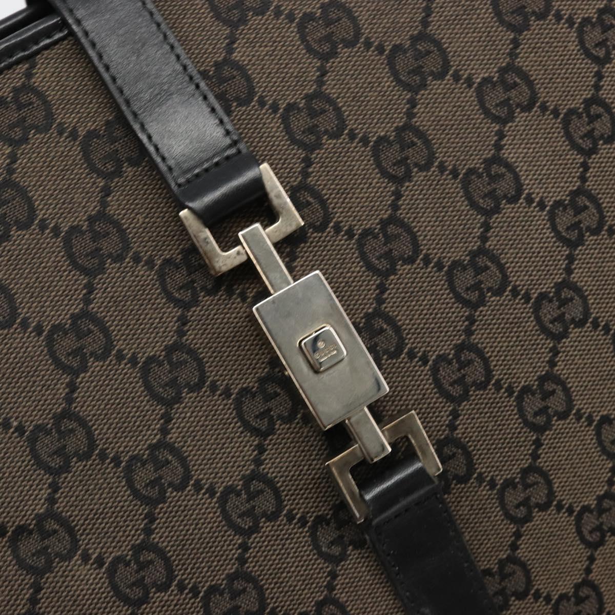GUCCI GG Canvas Jackie Tote Bag Dark Brown Silver 002 1064 3444 Auth 187330