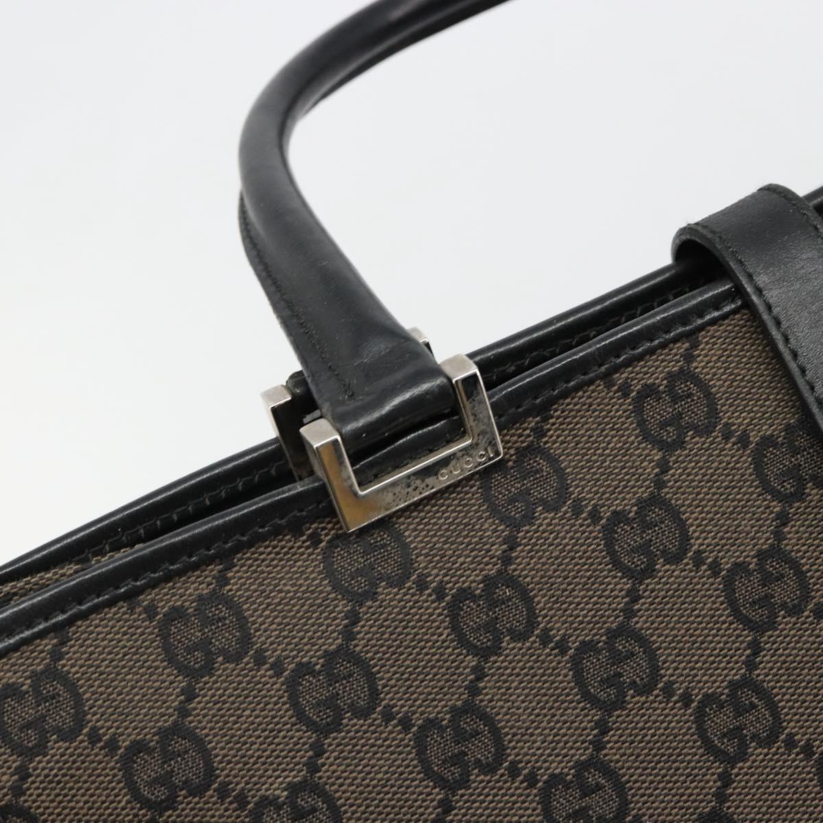 GUCCI GG Canvas Jackie Tote Bag Dark Brown Silver 002 1064 3444 Auth 187330