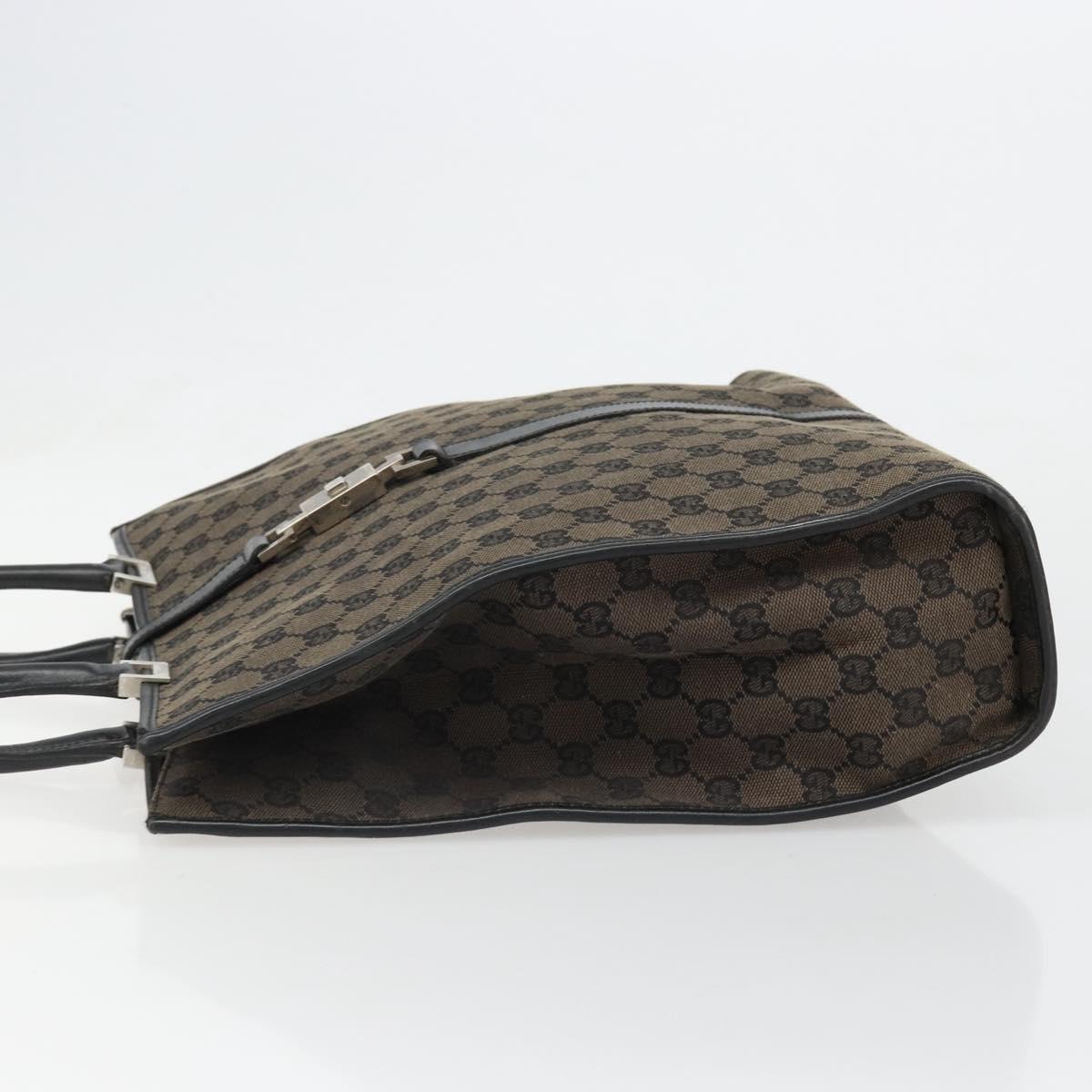 GUCCI GG Canvas Jackie Tote Bag Dark Brown Silver 002 1064 3444 Auth 187330