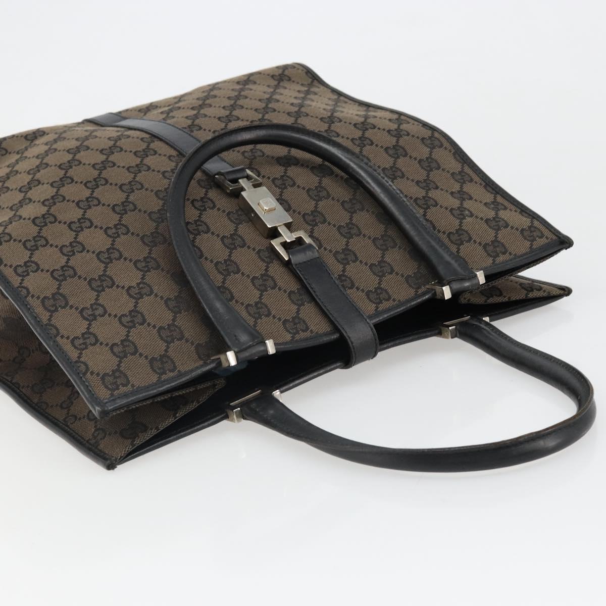 GUCCI GG Canvas Jackie Tote Bag Dark Brown Silver 002 1064 3444 Auth 187330