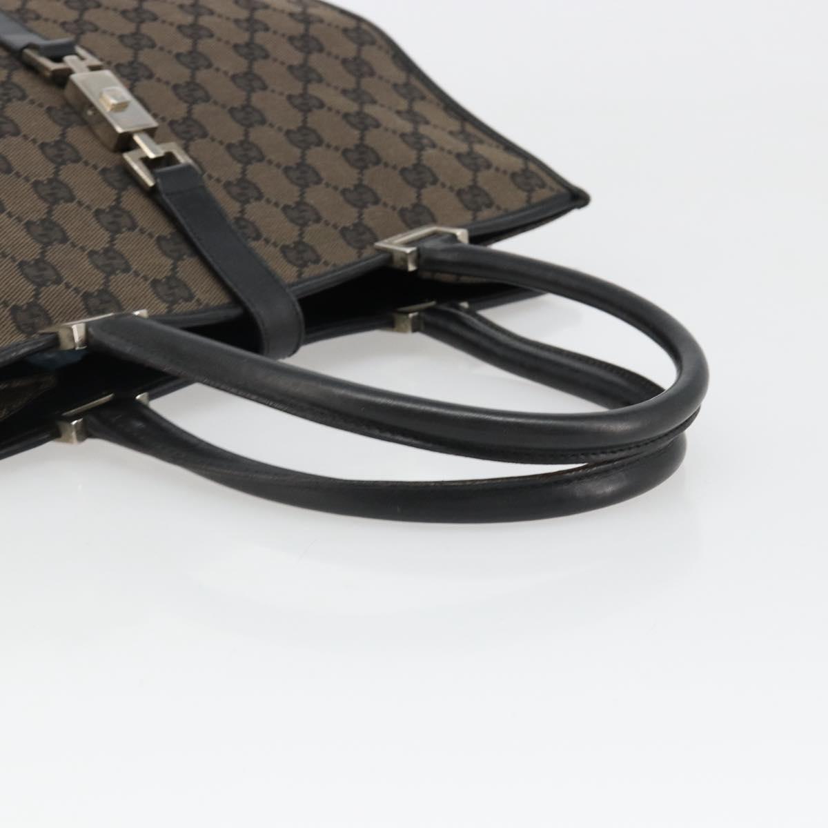 GUCCI GG Canvas Jackie Tote Bag Dark Brown Silver 002 1064 3444 Auth 187330