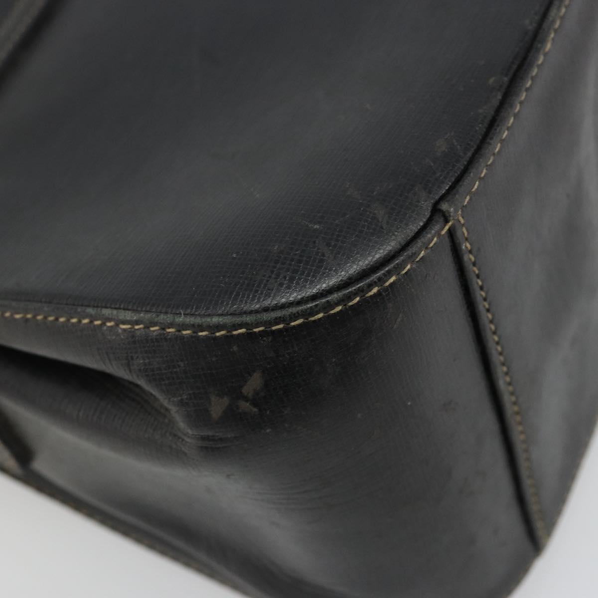 GUCCI Shoulder Bag Leather Black Gold Auth 187332