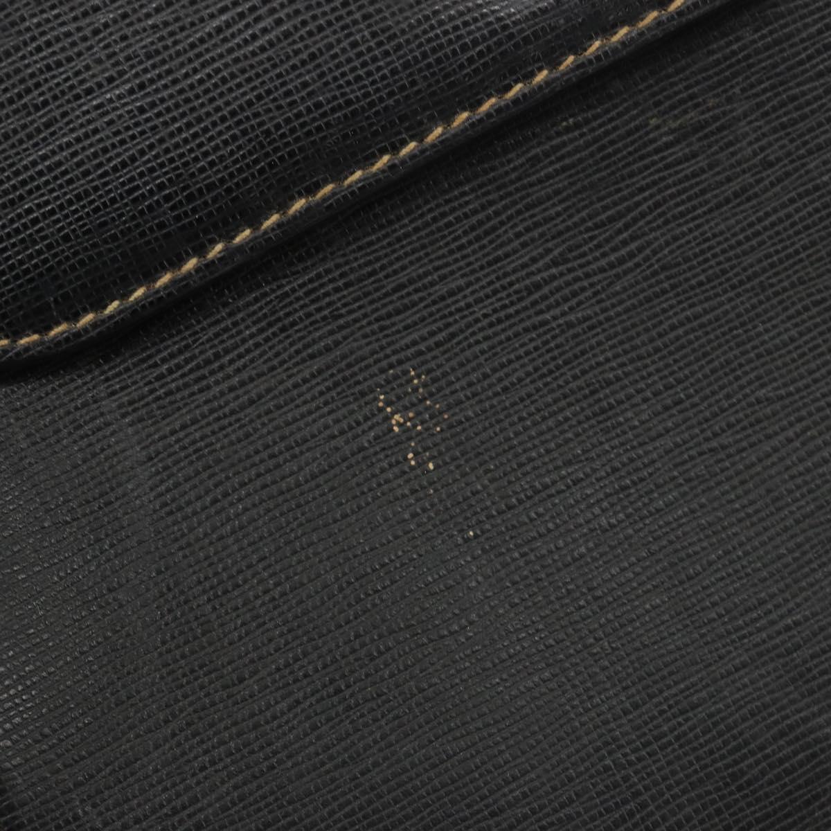 GUCCI Shoulder Bag Leather Black Gold Auth 187332