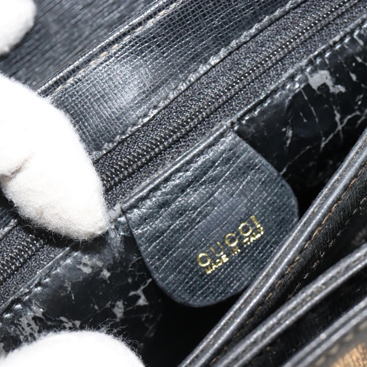 GUCCI Shoulder Bag Leather Black Gold Auth 187332