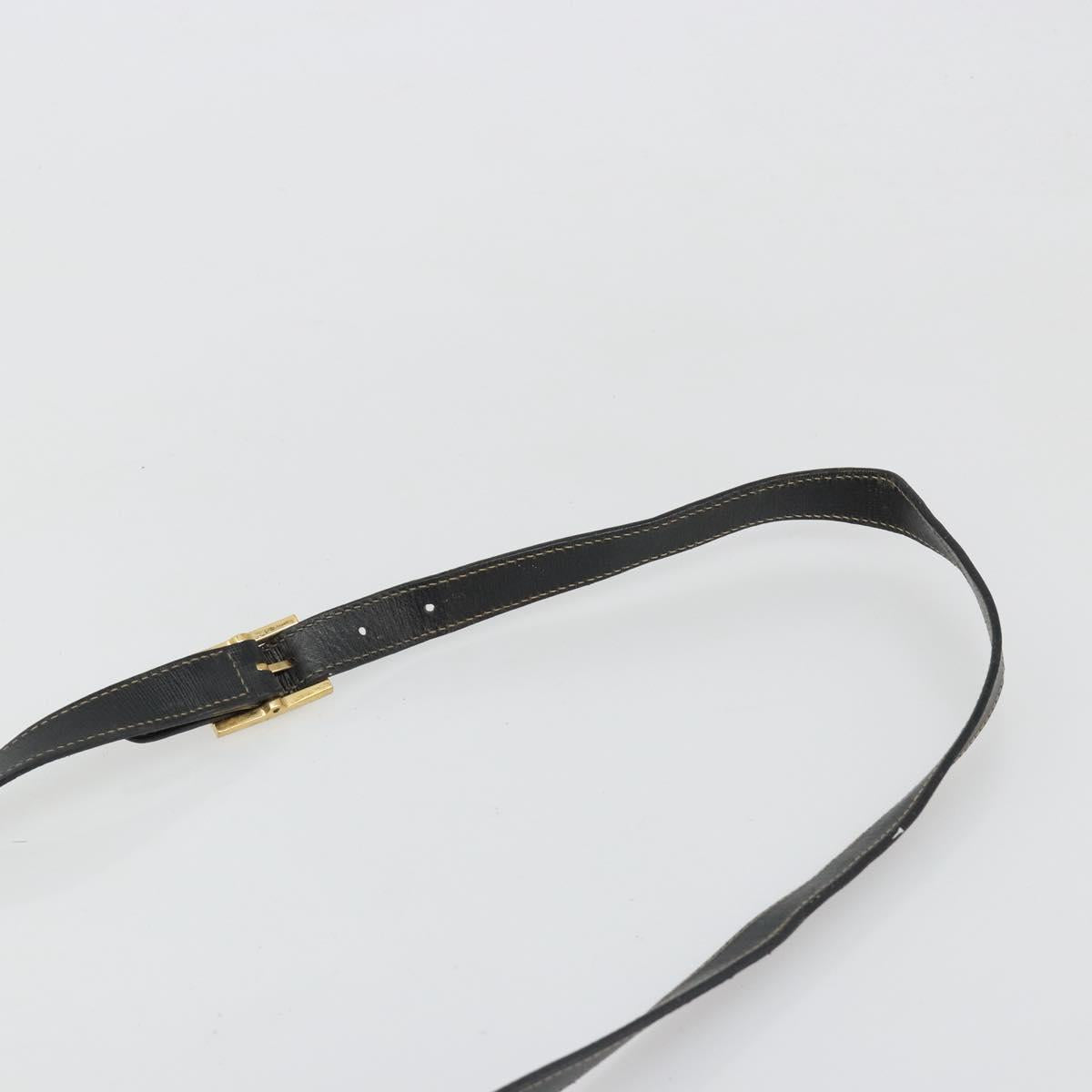 GUCCI Shoulder Bag Leather Black Gold Auth 187332