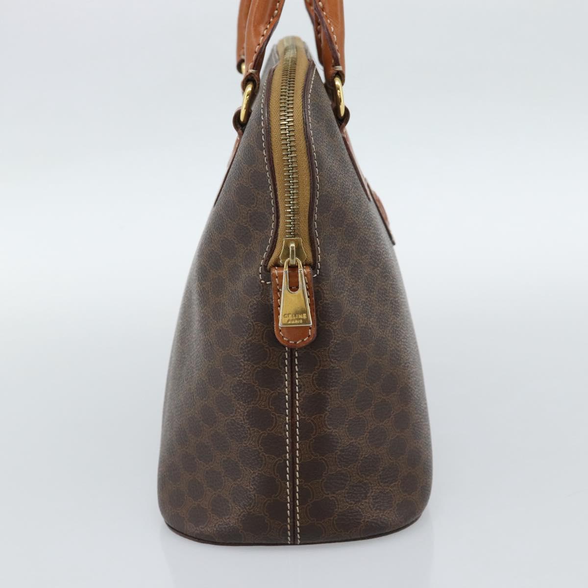 CELINE Macadam Canvas Hand Bag PVC Leather Brown Gold Auth 187333A