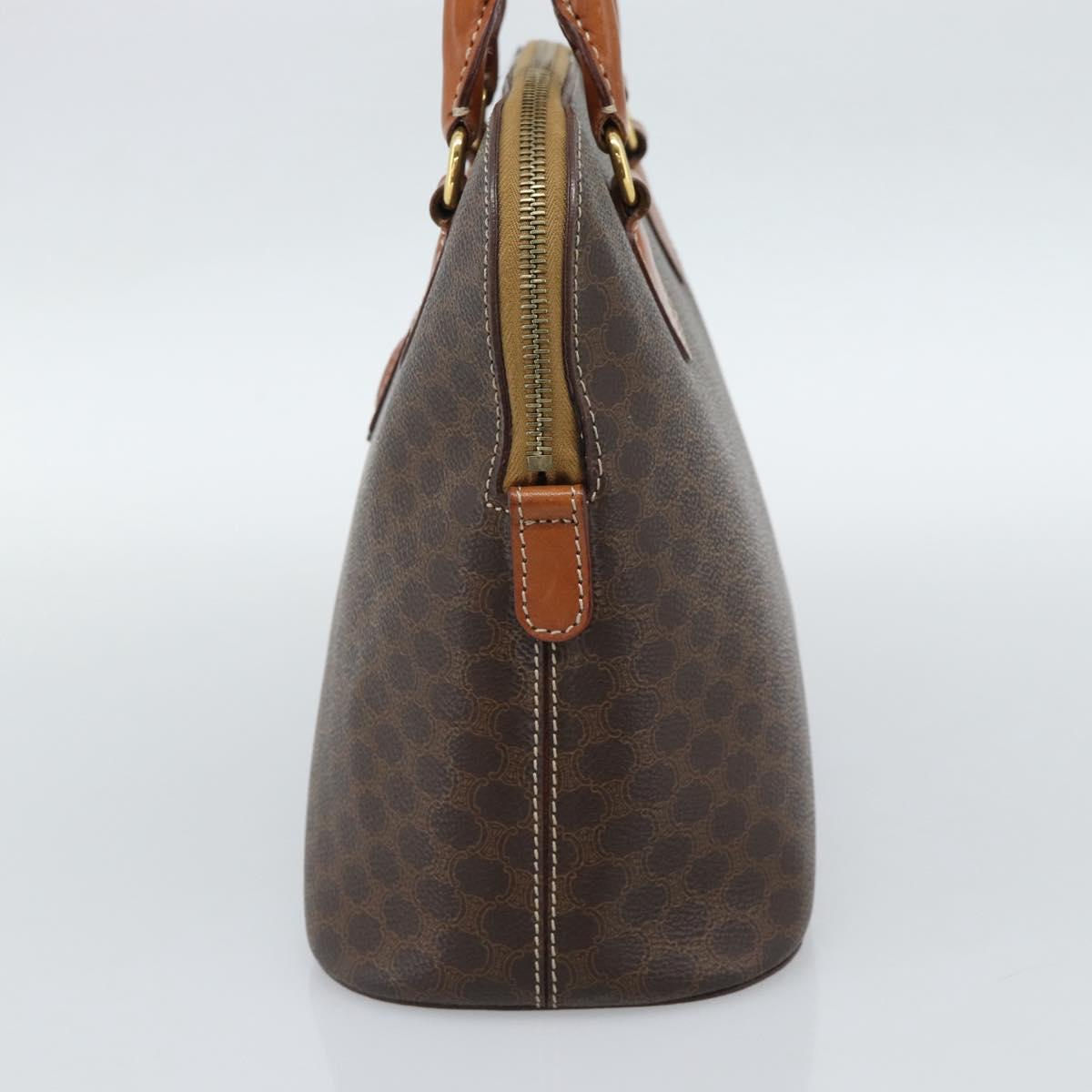 CELINE Macadam Canvas Hand Bag PVC Leather Brown Gold Auth 187333A