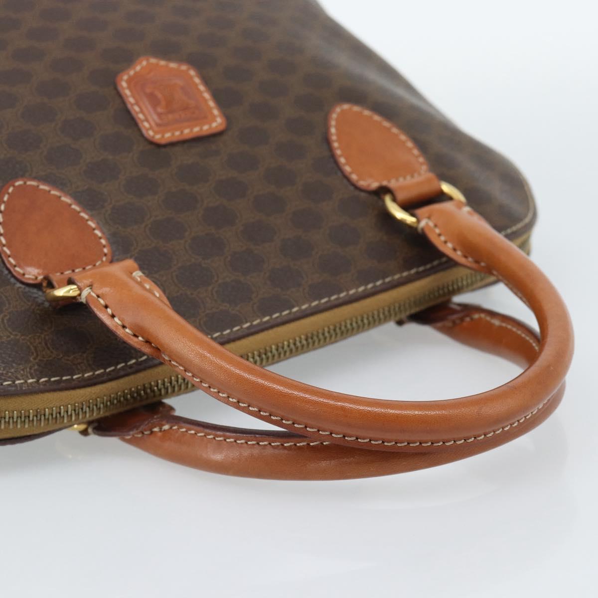 CELINE Macadam Canvas Hand Bag PVC Leather Brown Gold Auth 187333A