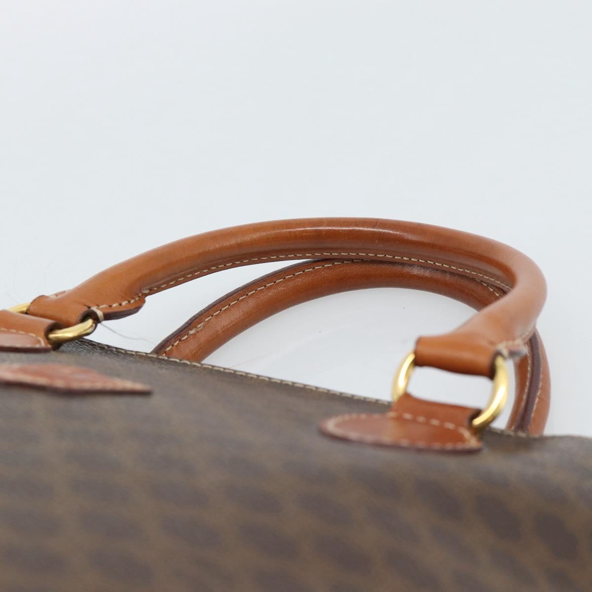 CELINE Macadam Canvas Hand Bag PVC Leather Brown Gold Auth 187333A