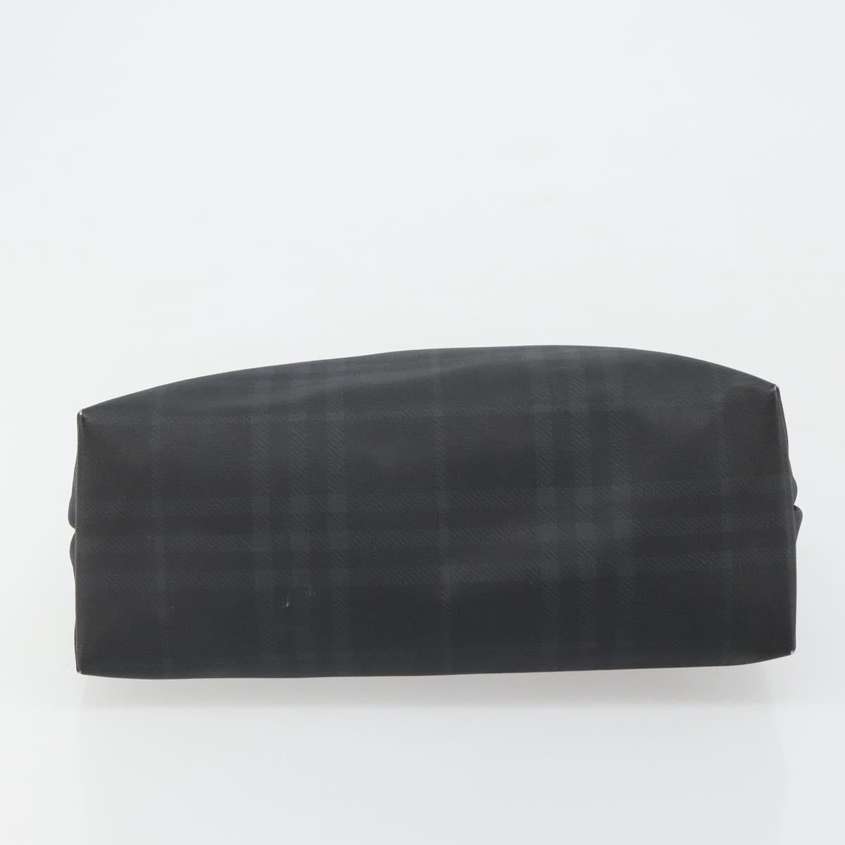 BURBERRY Nova Check Hand Bag PVC Navy Silver Auth 187334