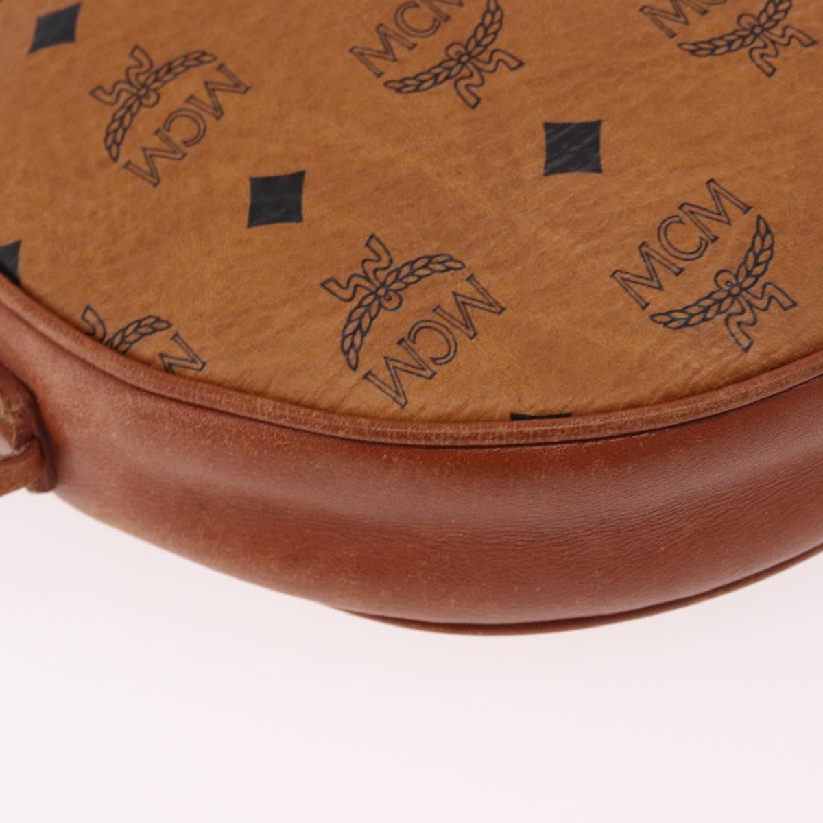 MCM Vicetos Logogram Shoulder Bag PVC Leather Brown Gold Auth 187335