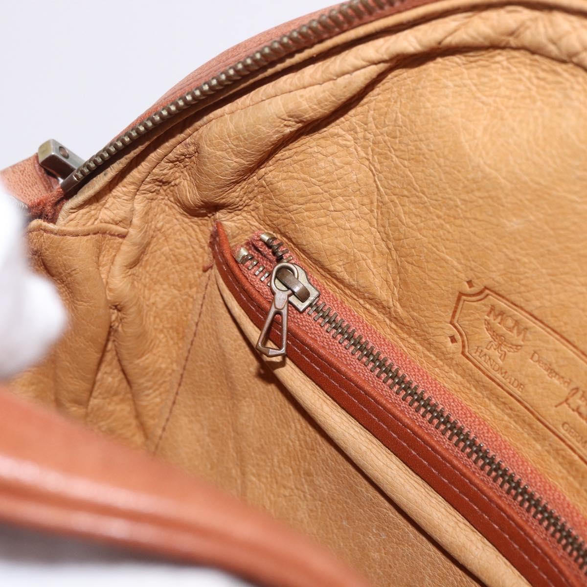 MCM Vicetos Logogram Shoulder Bag PVC Leather Brown Gold Auth 187335