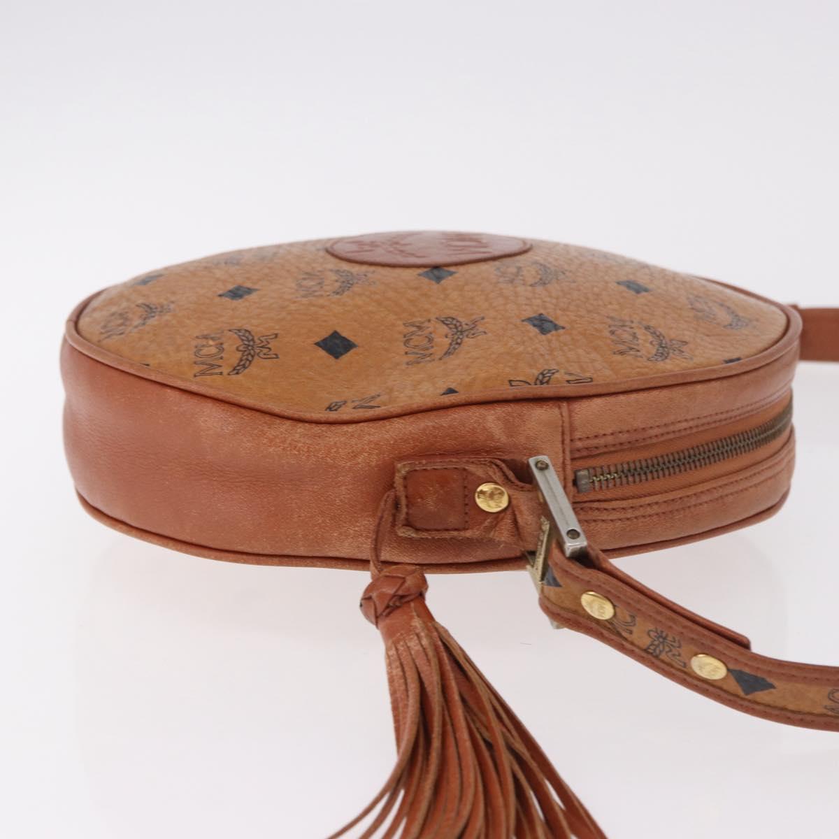 MCM Vicetos Logogram Shoulder Bag PVC Leather Brown Gold Auth 187335