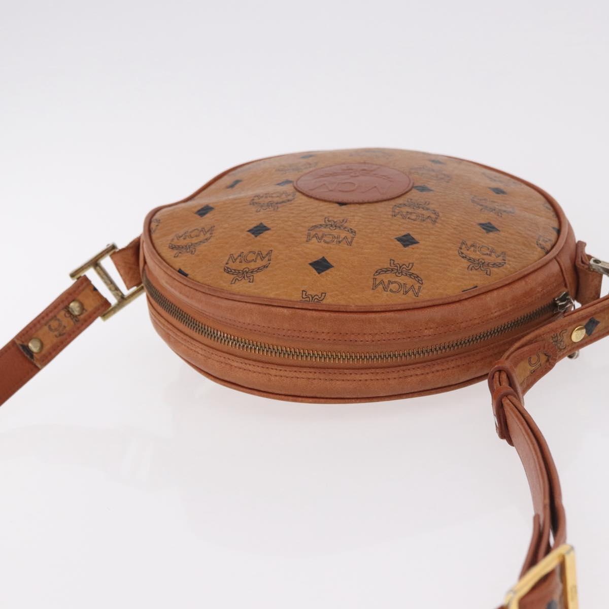 MCM Vicetos Logogram Shoulder Bag PVC Leather Brown Gold Auth 187335
