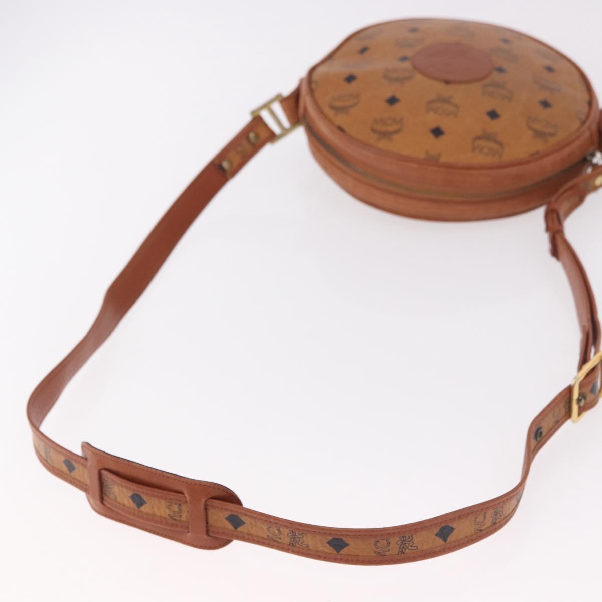 MCM Vicetos Logogram Shoulder Bag PVC Leather Brown Gold Auth 187335