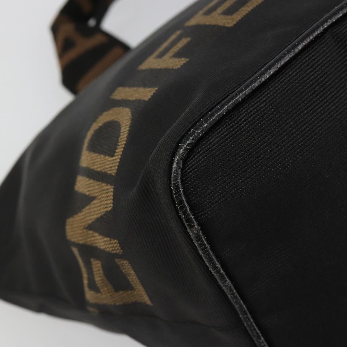 FENDI Hand Bag Canvas Black Silver Auth 187337