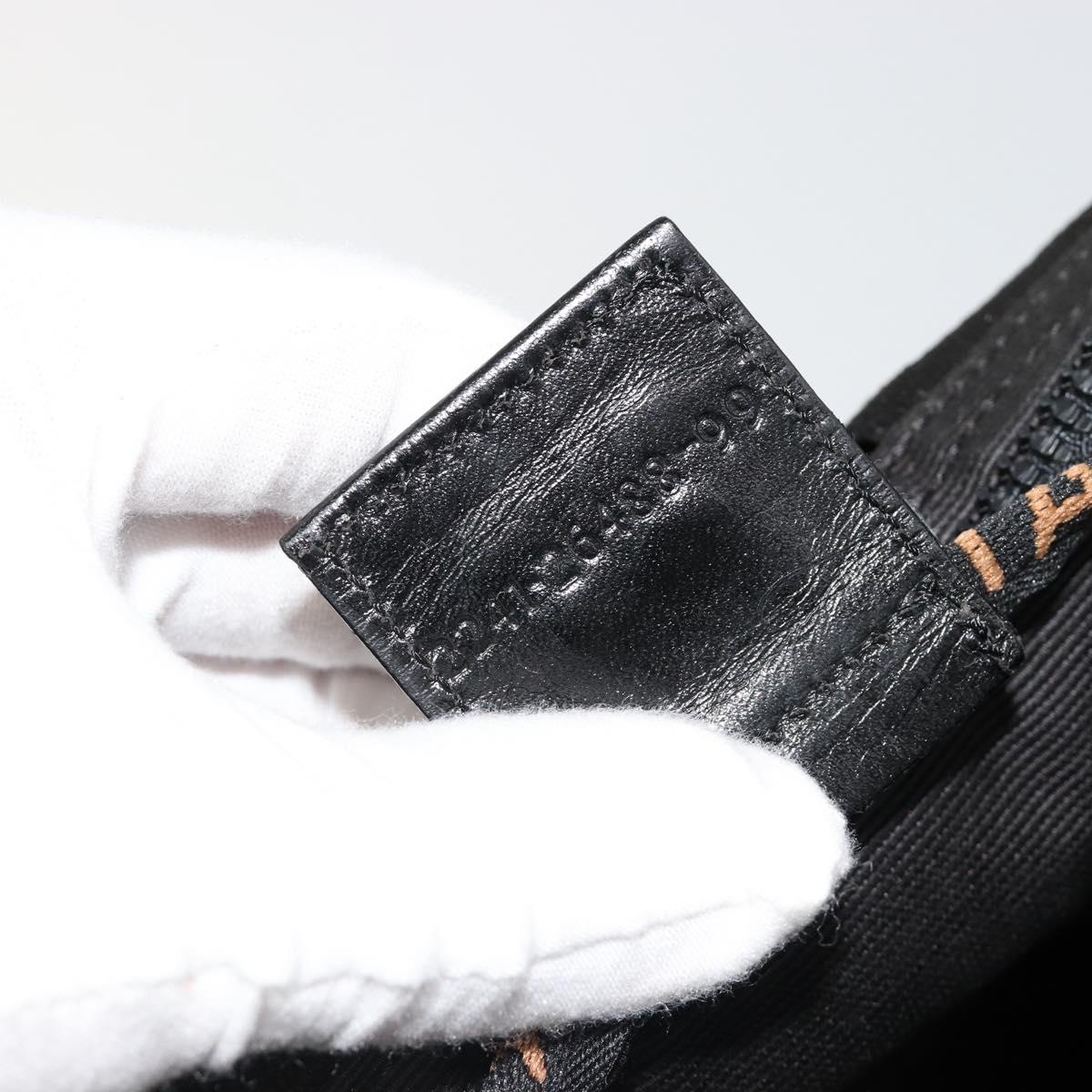 FENDI Hand Bag Canvas Black Silver Auth 187337