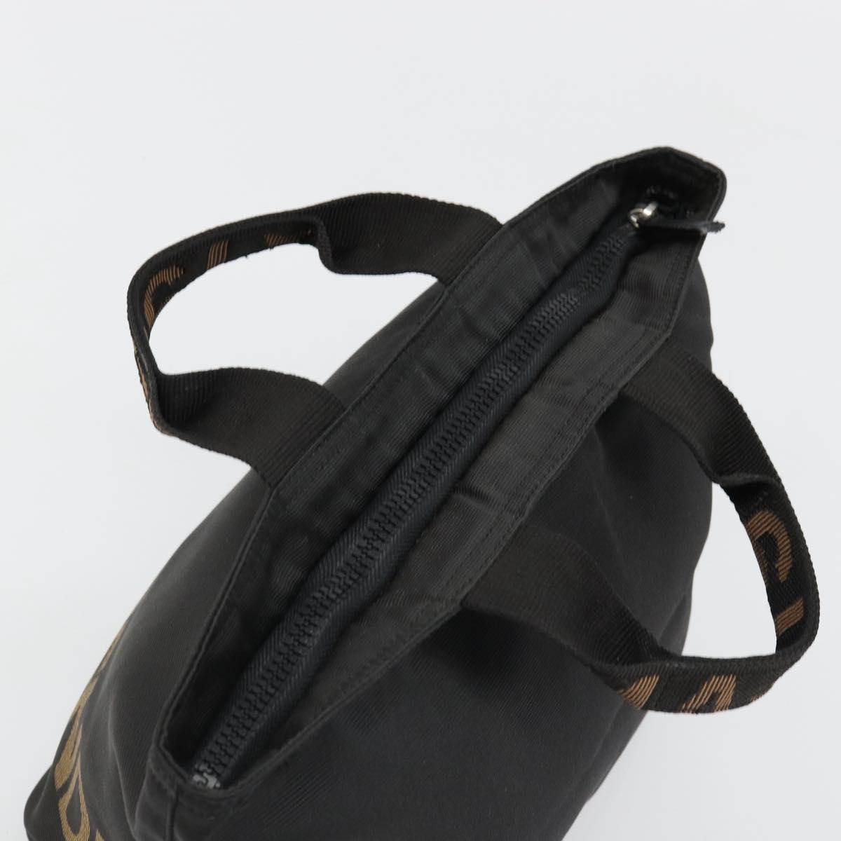 FENDI Hand Bag Canvas Black Silver Auth 187337