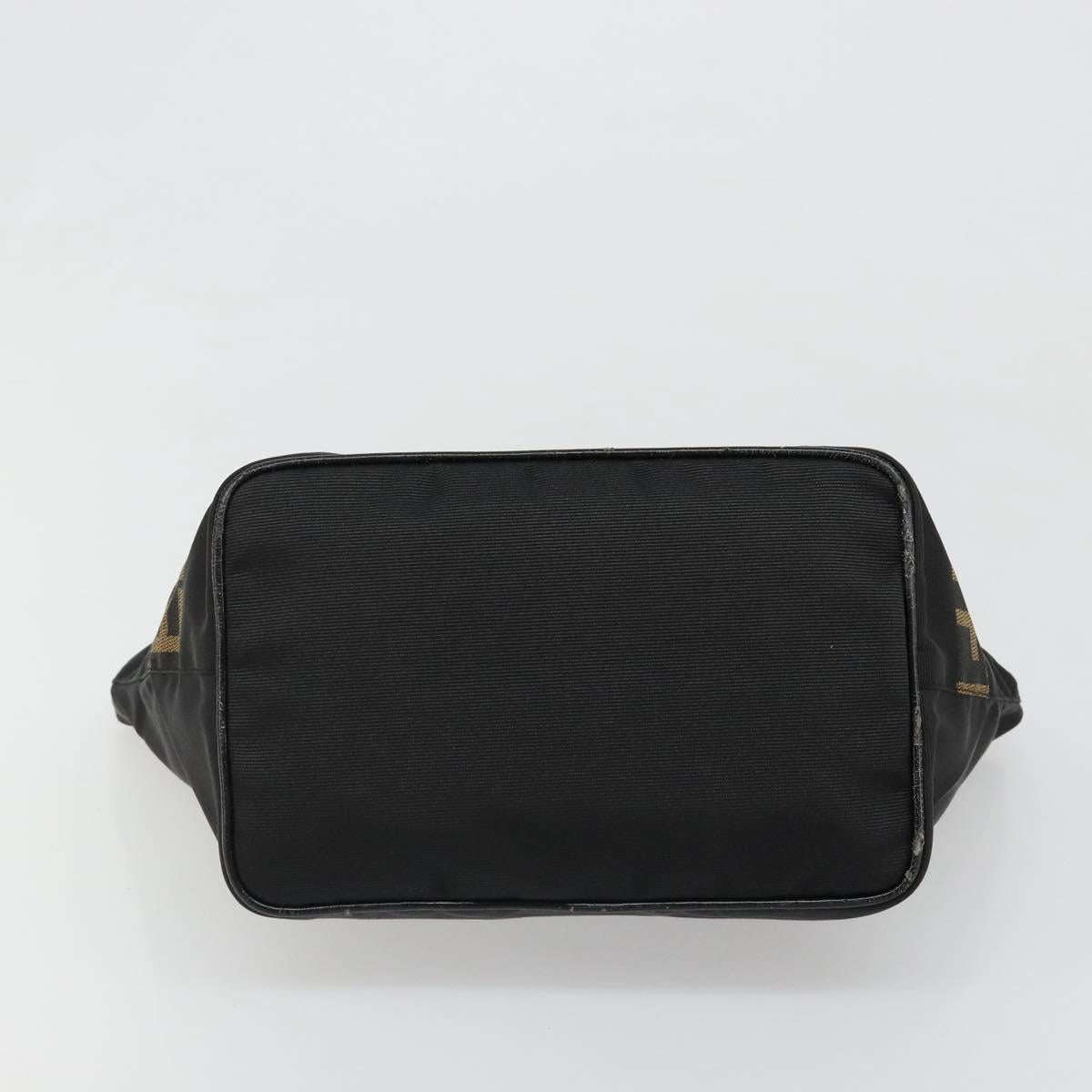 FENDI Hand Bag Canvas Black Silver Auth 187337