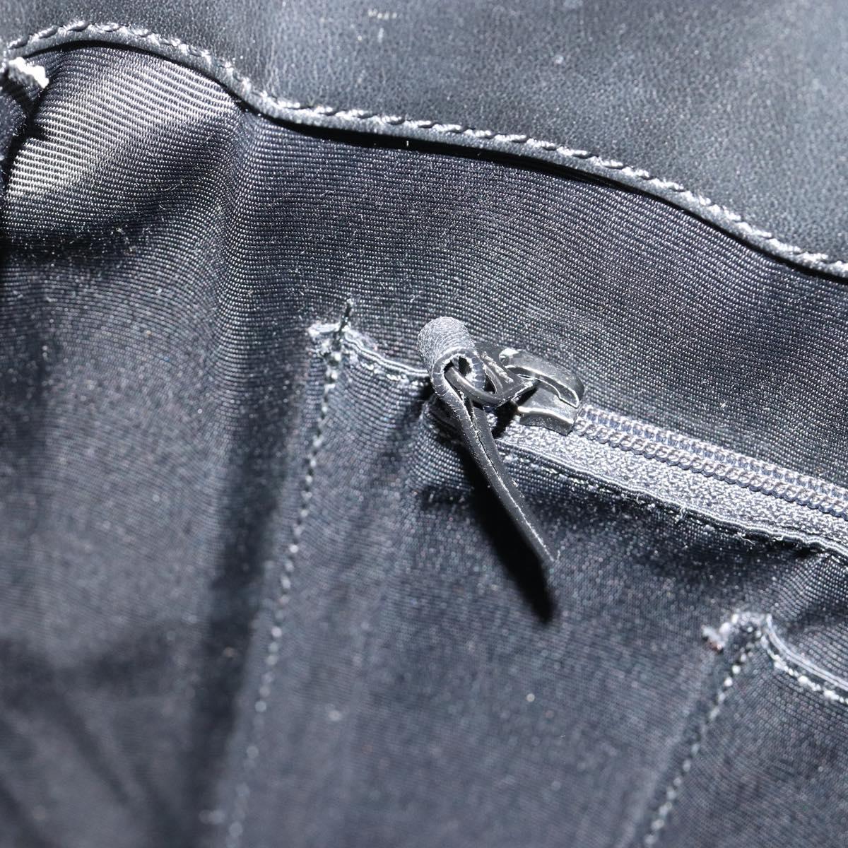 BURBERRY Tote Bag Leather Black Silver Auth 187340