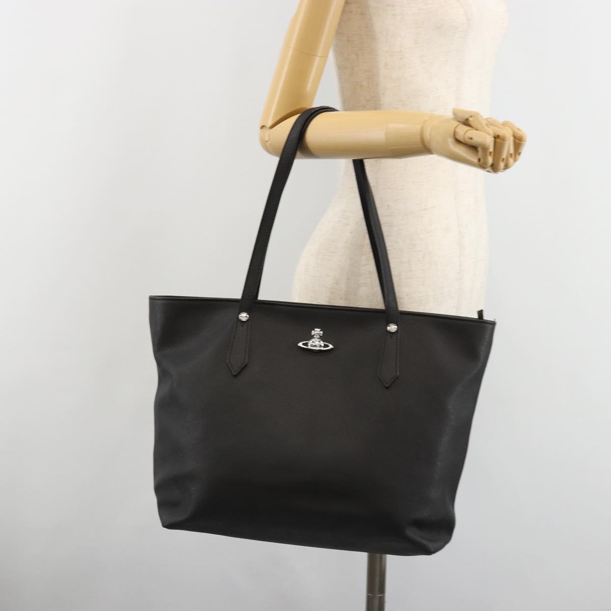 Vivienne Westwood Hand Bag Leather Black Silver Auth 187344