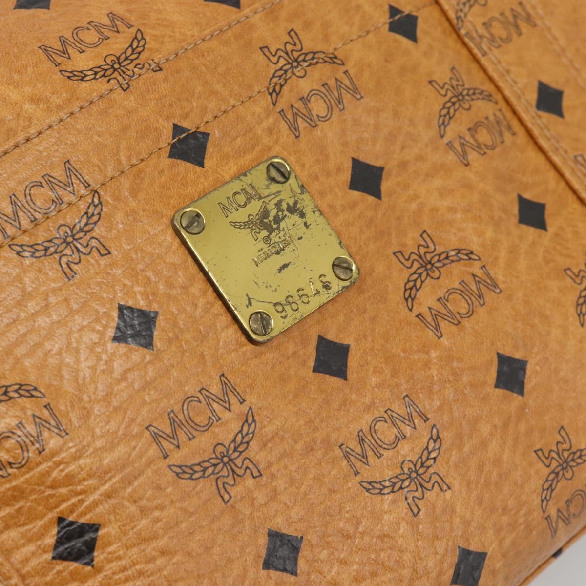 MCM Vicetos Logogram Tote Bag PVC Leather Brown Gold Auth 187348