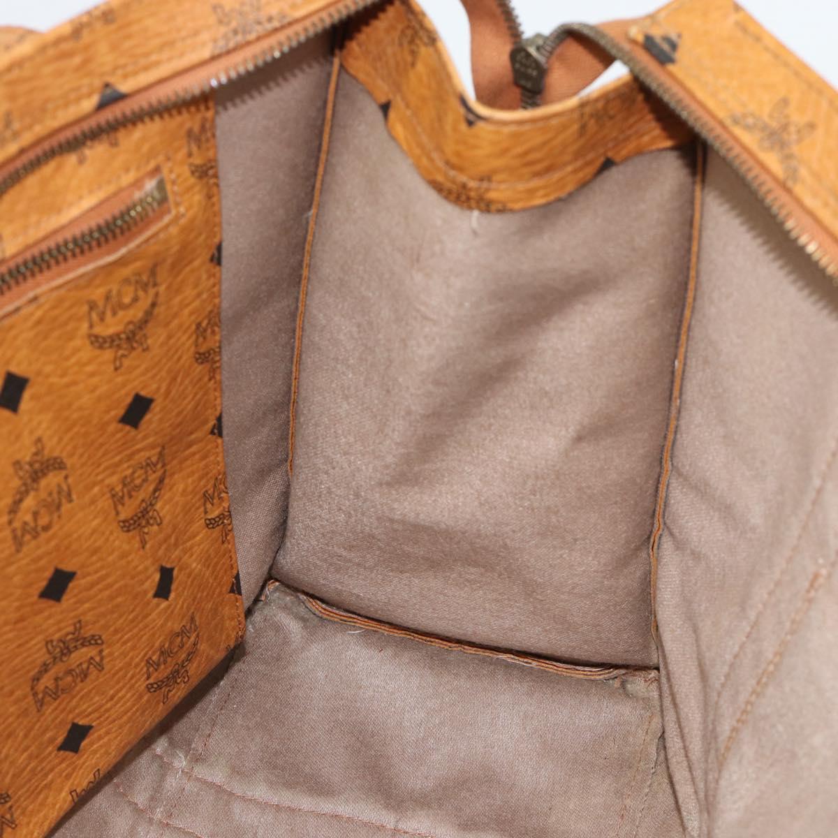 MCM Vicetos Logogram Tote Bag PVC Leather Brown Gold Auth 187348