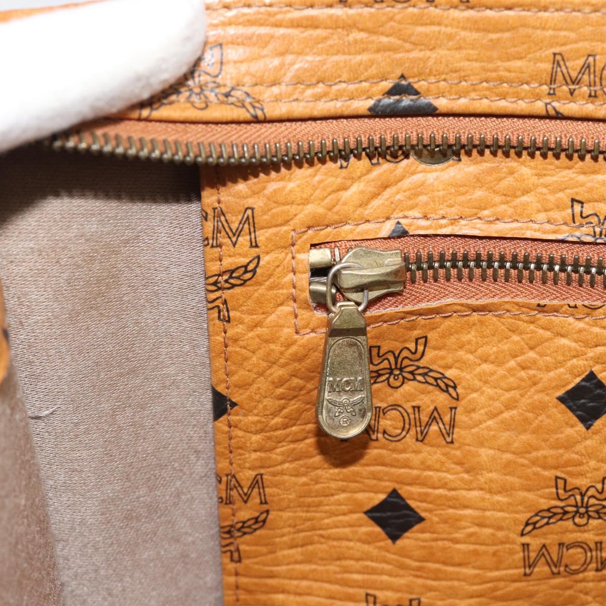 MCM Vicetos Logogram Tote Bag PVC Leather Brown Gold Auth 187348