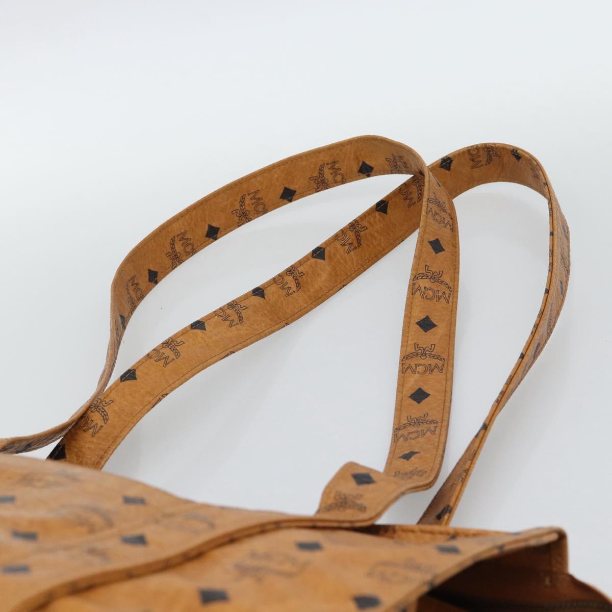MCM Vicetos Logogram Tote Bag PVC Leather Brown Gold Auth 187348