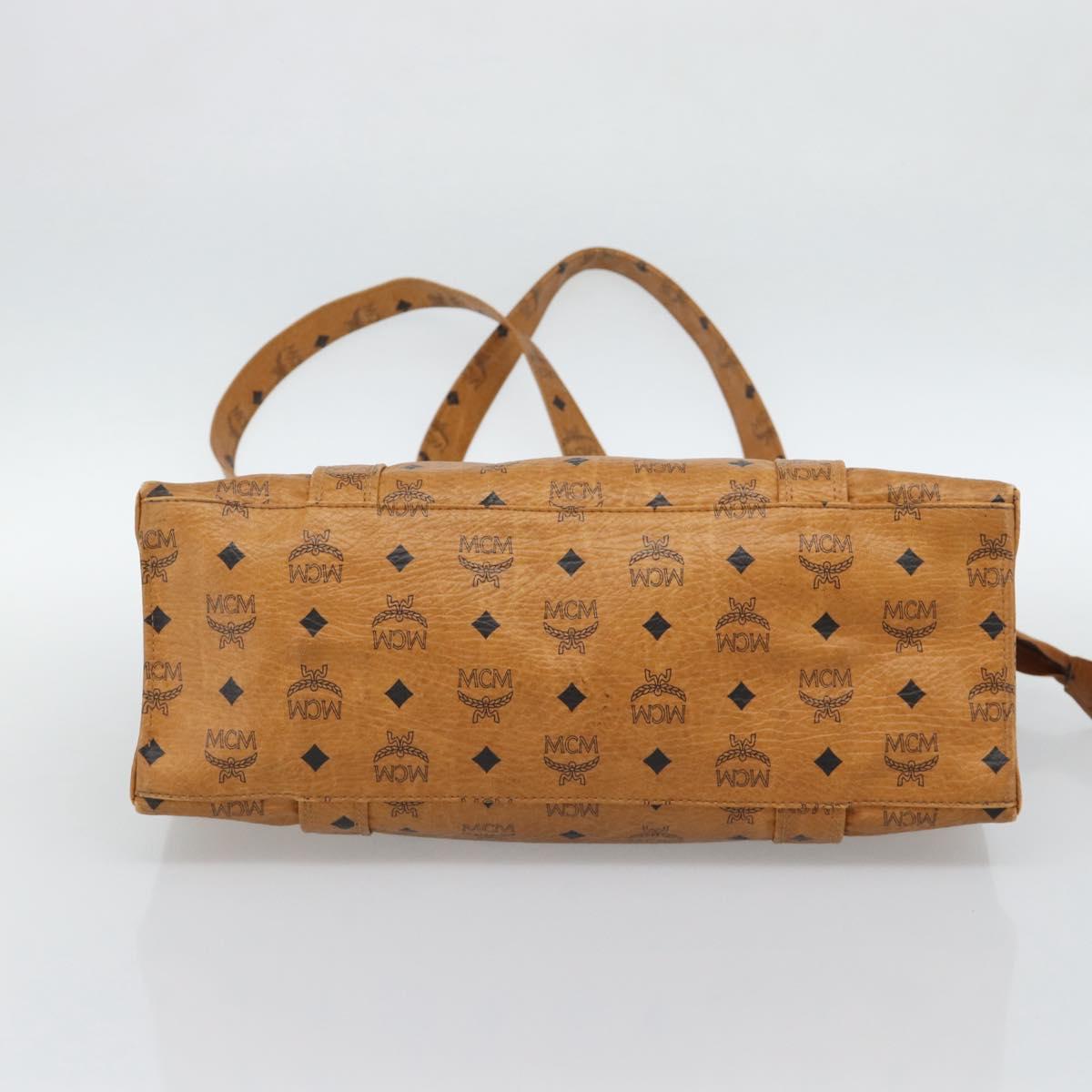 MCM Vicetos Logogram Tote Bag PVC Leather Brown Gold Auth 187348