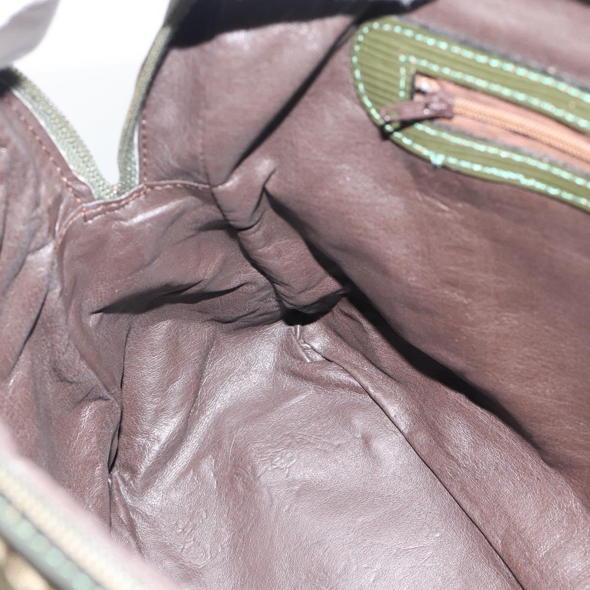 FENDI Zucchino Canvas Hand Bag Brown Green gold Auth 187350