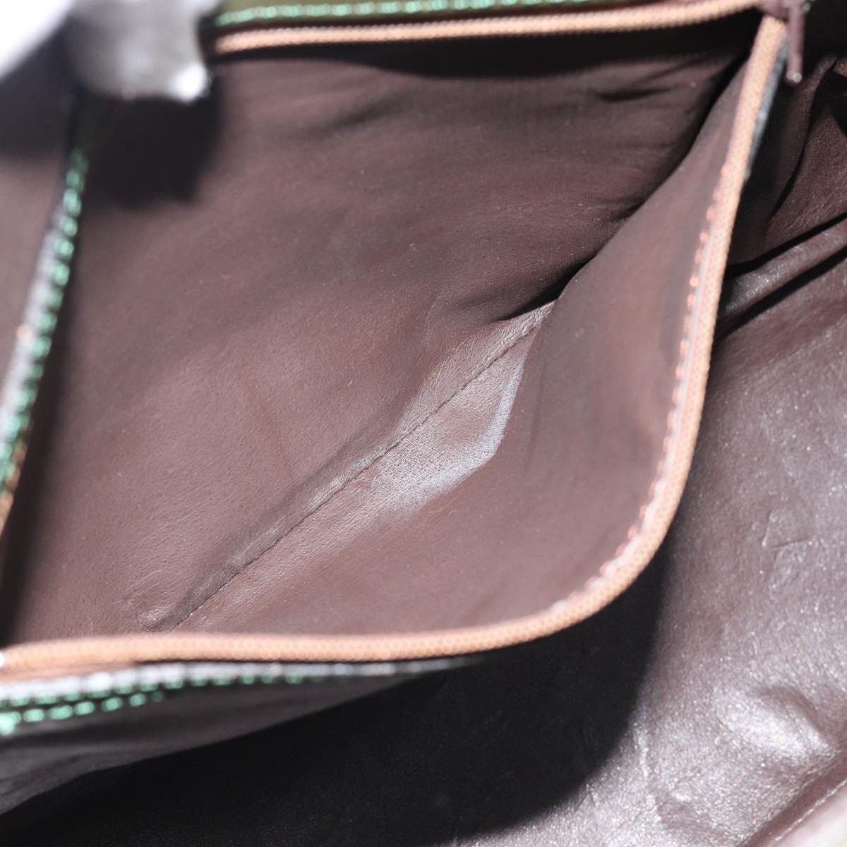 FENDI Zucchino Canvas Hand Bag Brown Green gold Auth 187350