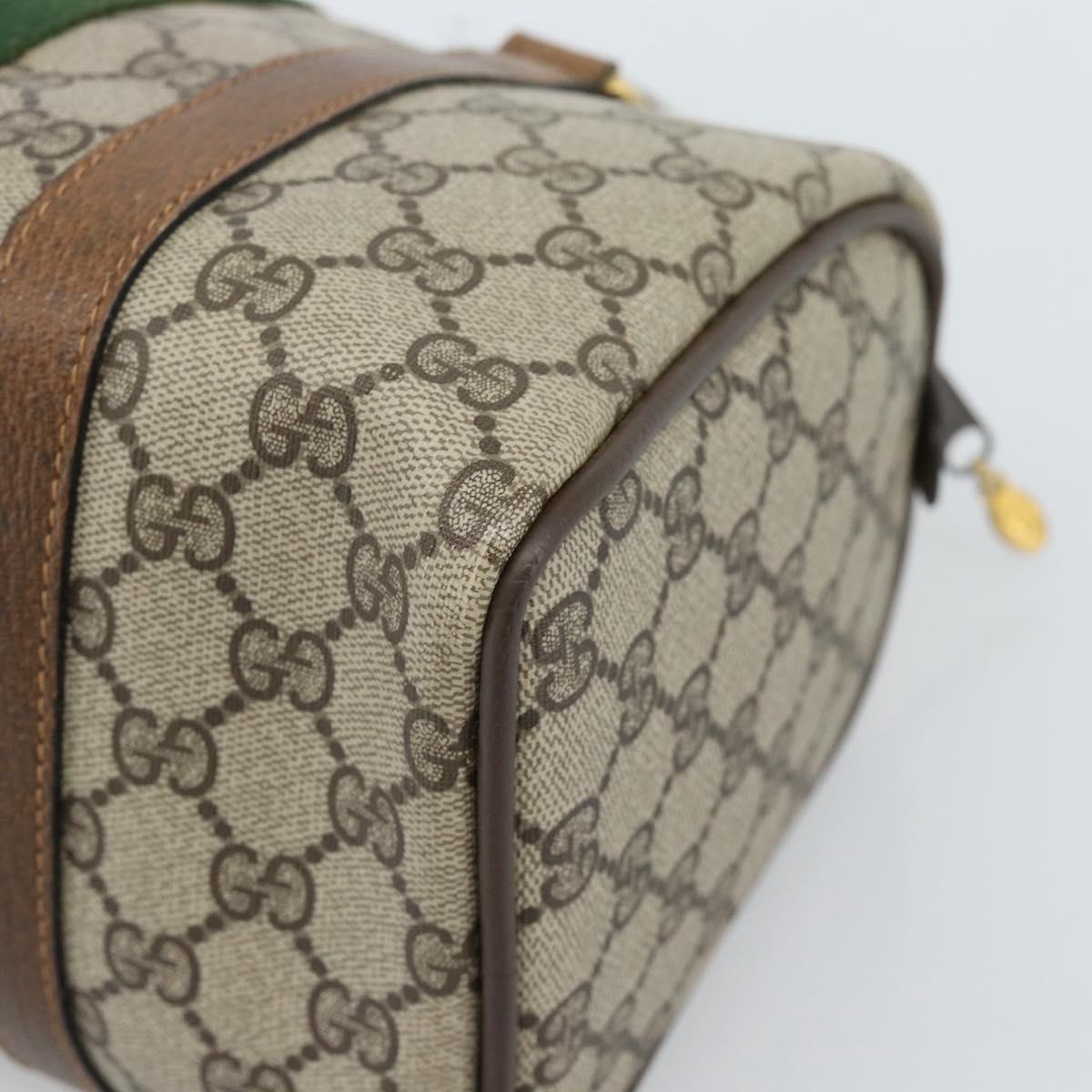 GUCCI GG Supreme Web Sherry Line Boston Bag PVC Beige Gold 40 3841 Auth 187351