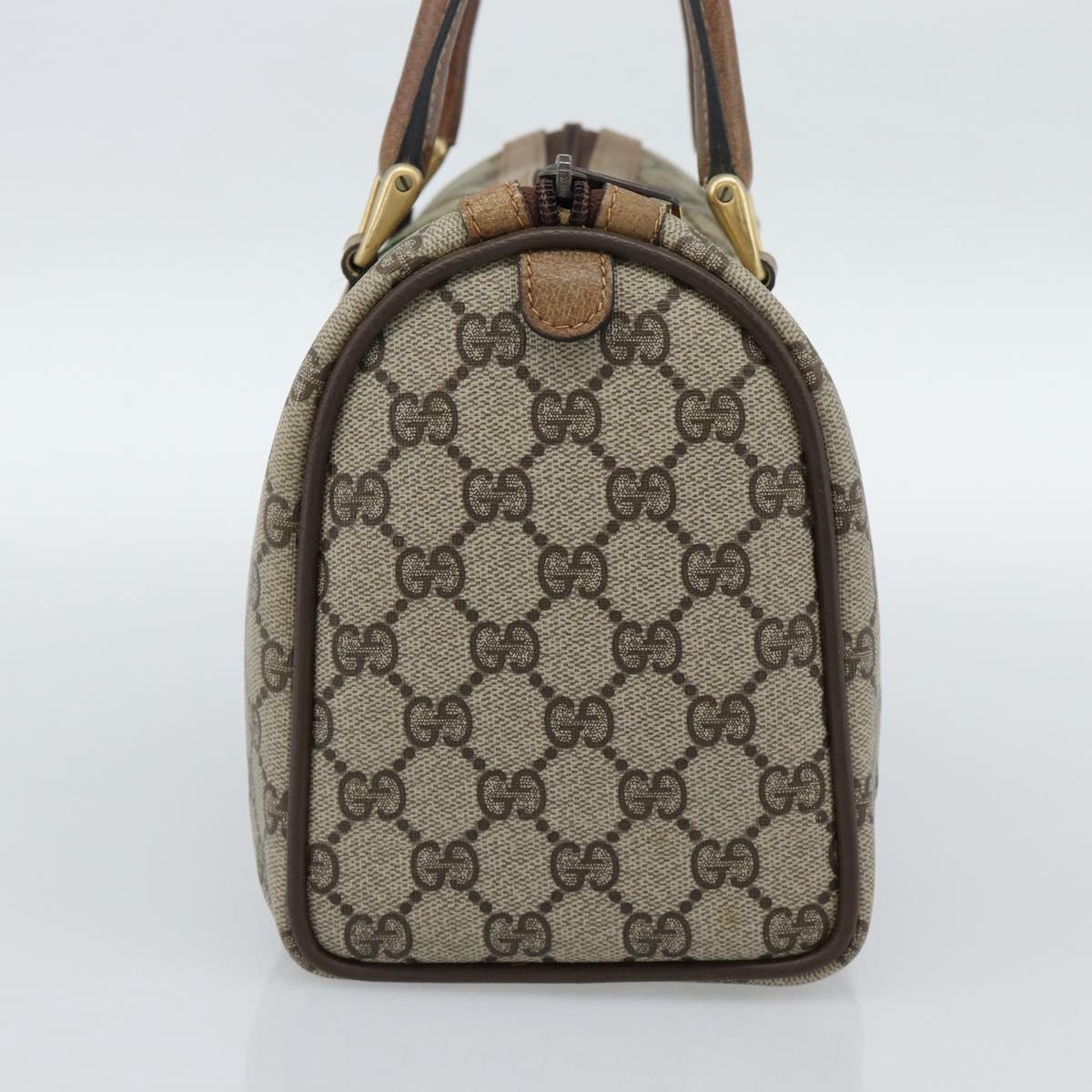 GUCCI GG Supreme Web Sherry Line Boston Bag PVC Beige Gold 40 3841 Auth 187351