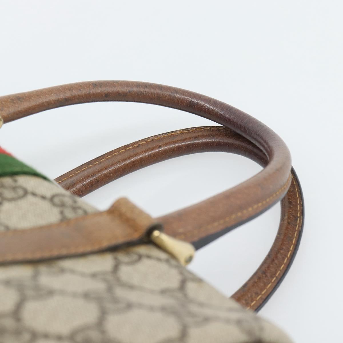 GUCCI GG Supreme Web Sherry Line Boston Bag PVC Beige Gold 40 3841 Auth 187351