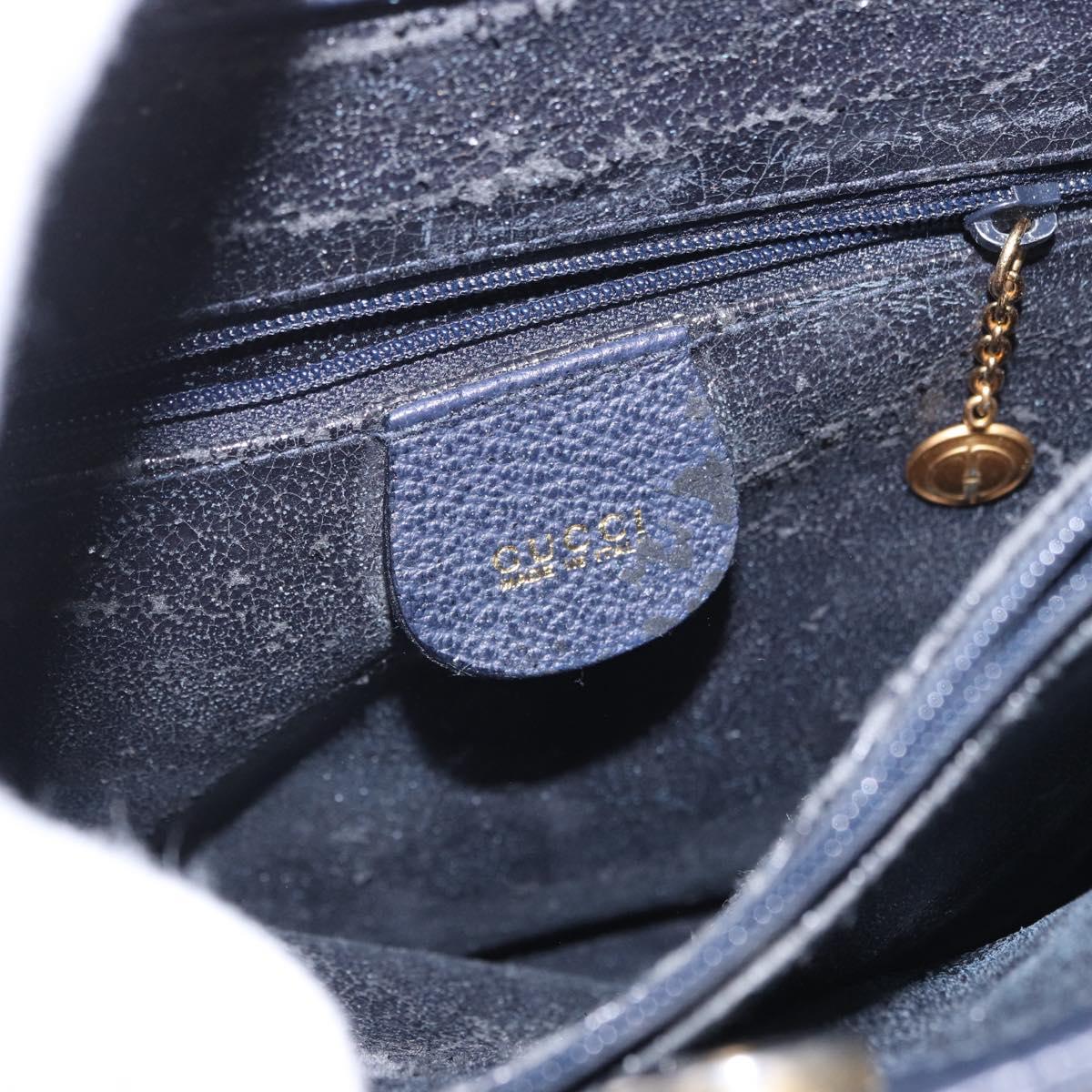 GUCCI Bamboo Hand Bag Suede Navy Gold 002 1096 0260 Auth 187352