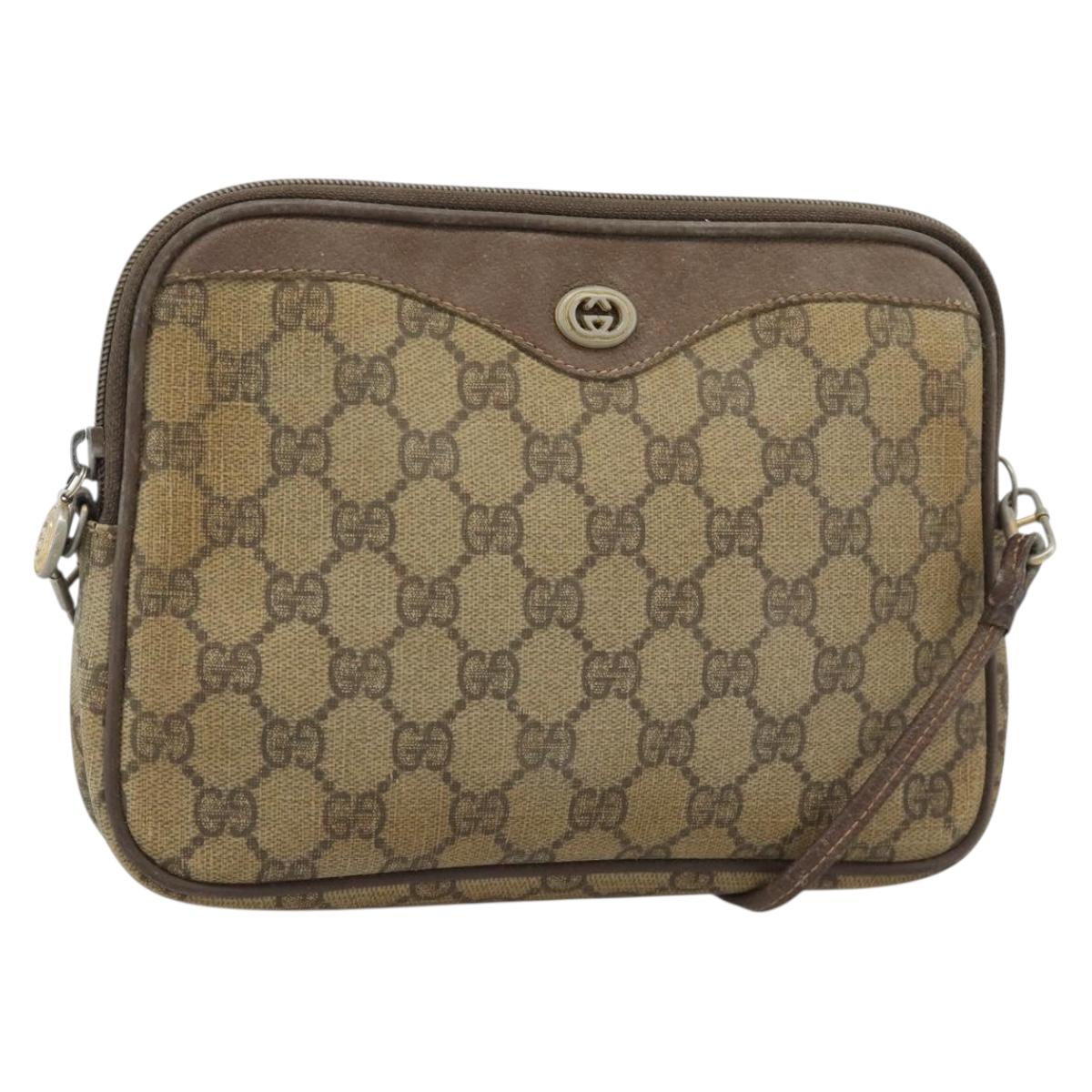 GUCCI GG Supreme Shoulder Bag PVC Beige Gold 97 02 068 Auth 187354
