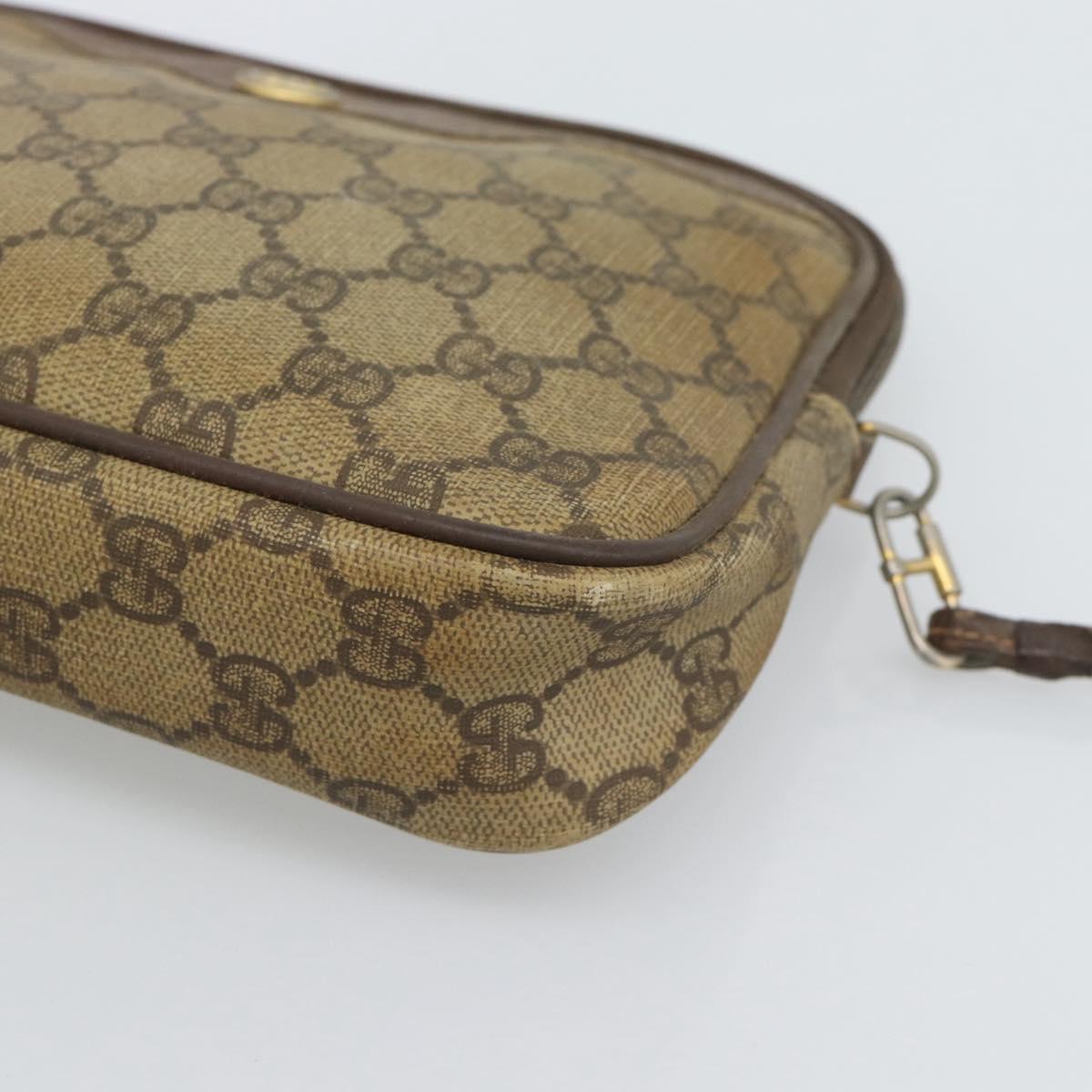 GUCCI GG Supreme Shoulder Bag PVC Beige Gold 97 02 068 Auth 187354