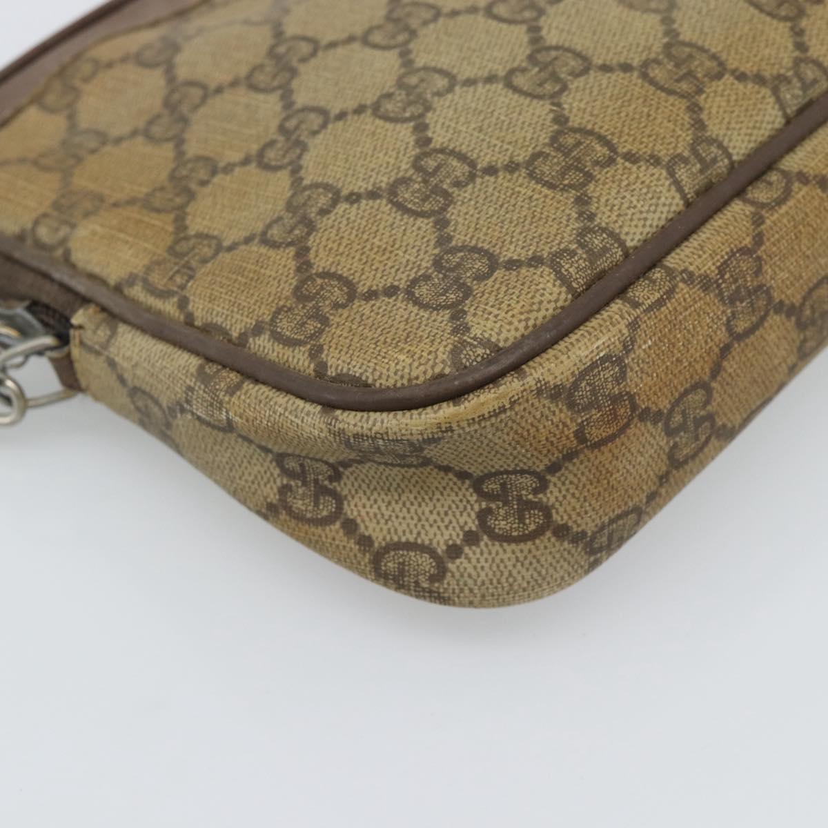 GUCCI GG Supreme Shoulder Bag PVC Beige Gold 97 02 068 Auth 187354