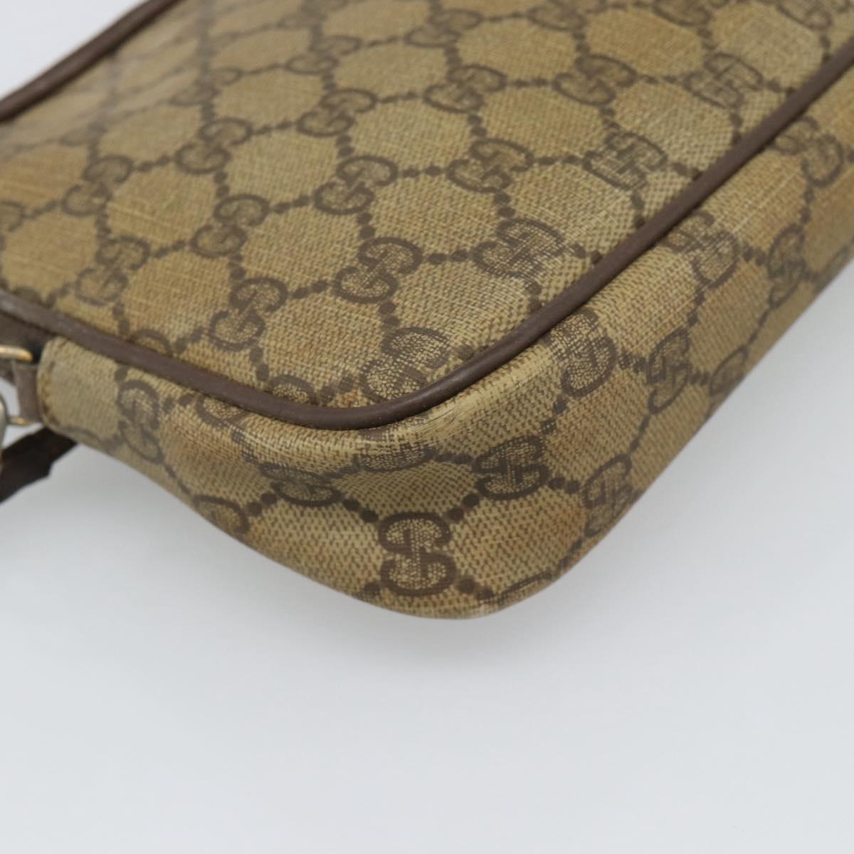 GUCCI GG Supreme Shoulder Bag PVC Beige Gold 97 02 068 Auth 187354