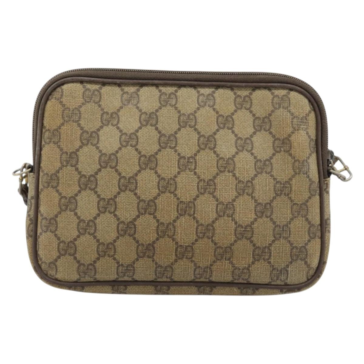 GUCCI GG Supreme Shoulder Bag PVC Beige Gold 97 02 068 Auth 187354