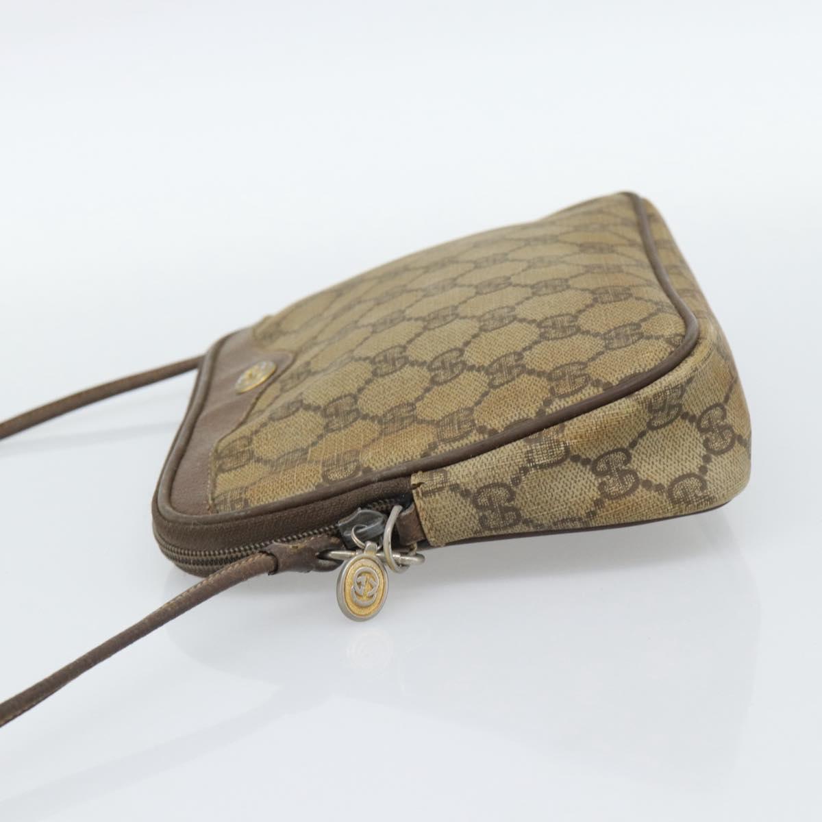 GUCCI GG Supreme Shoulder Bag PVC Beige Gold 97 02 068 Auth 187354