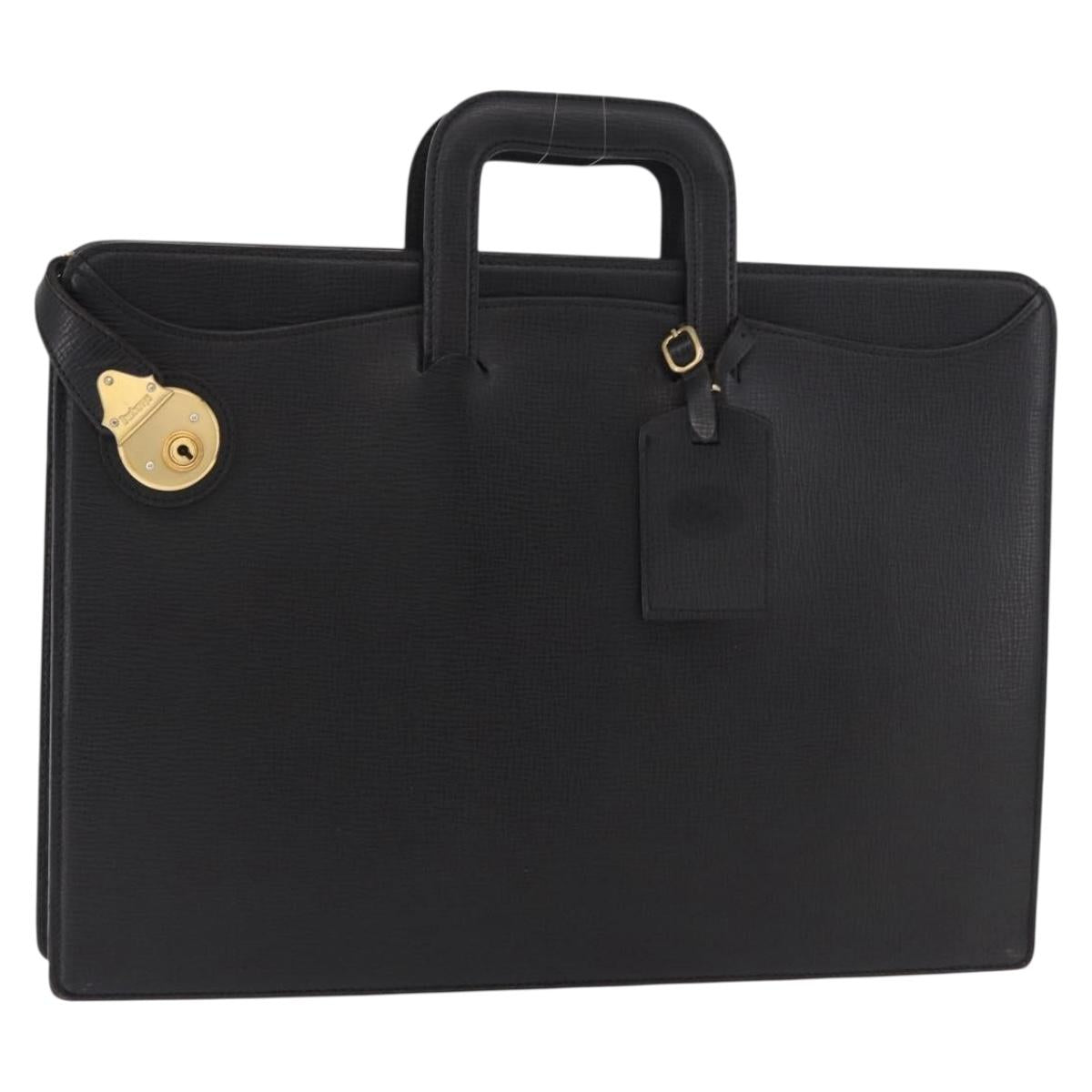 Burberrys Business Bag Leather Black Gold Auth 187355