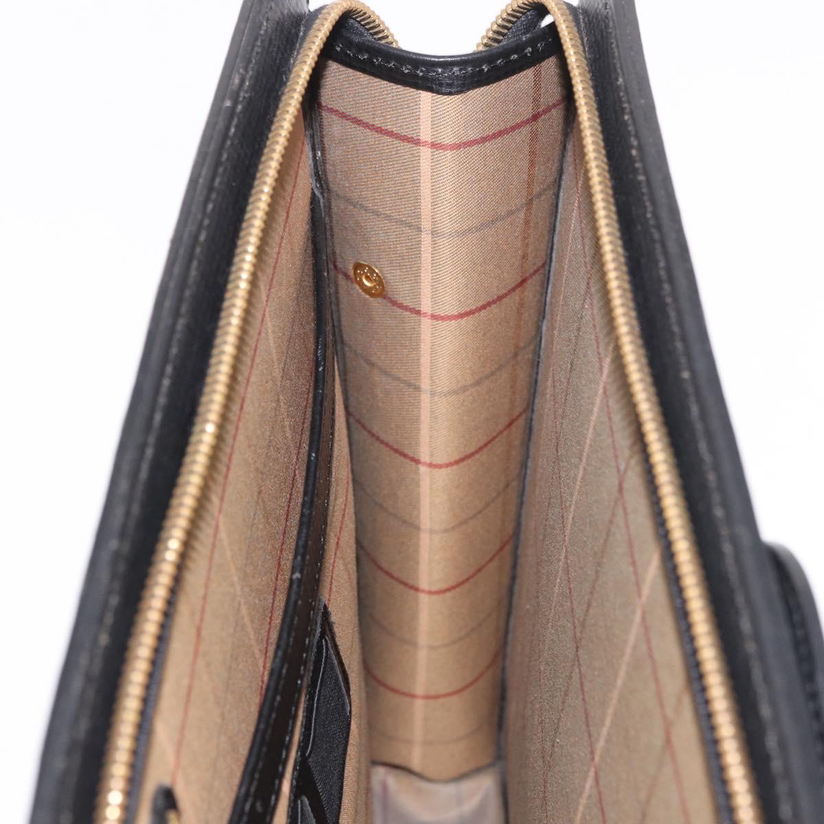 Burberrys Business Bag Leather Black Gold Auth 187355
