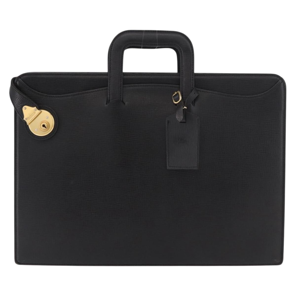 Burberrys Business Bag Leather Black Gold Auth 187355