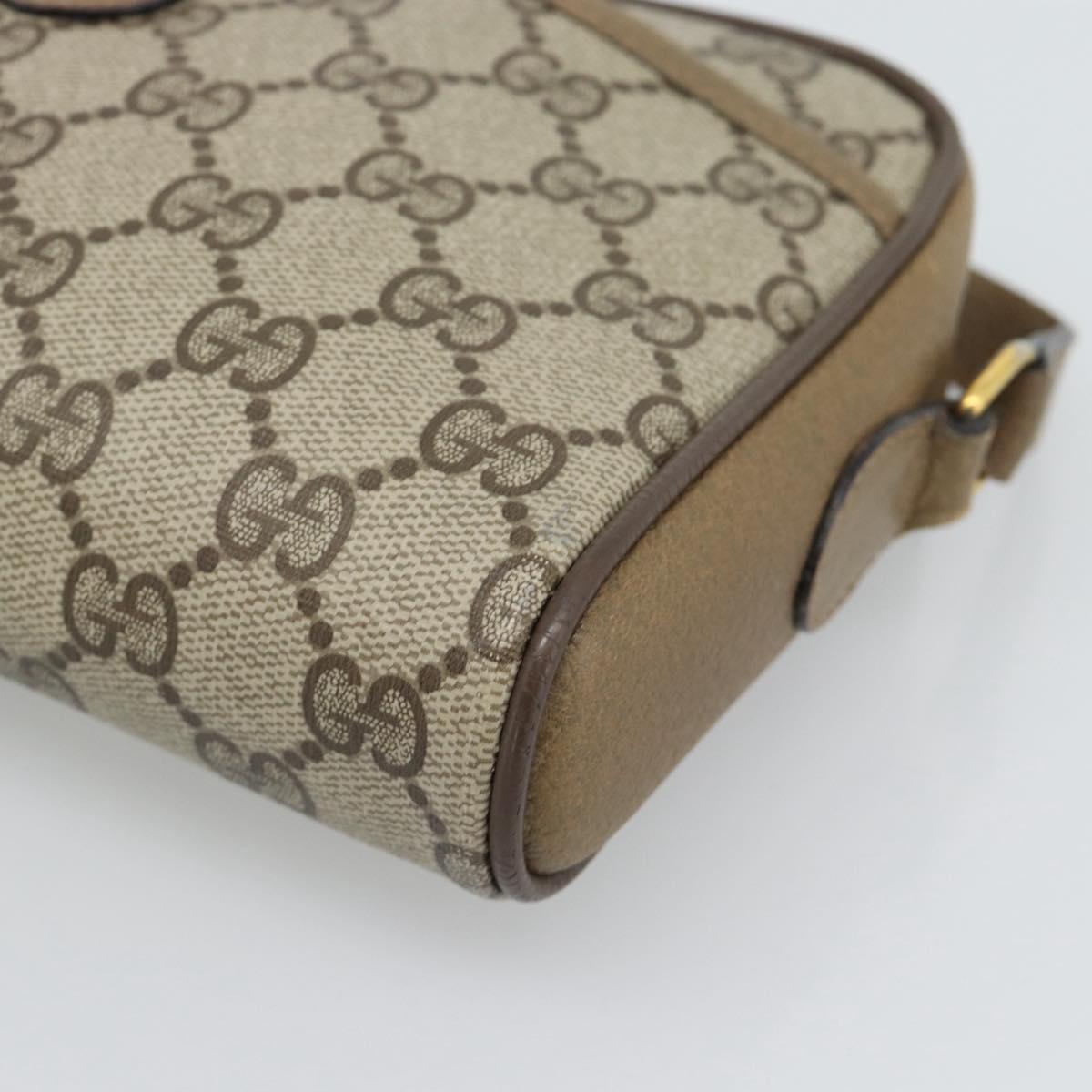 GUCCI GG Supreme Web Sherry Line Bag PVC Beige Gold 116 02 089 Auth 187357